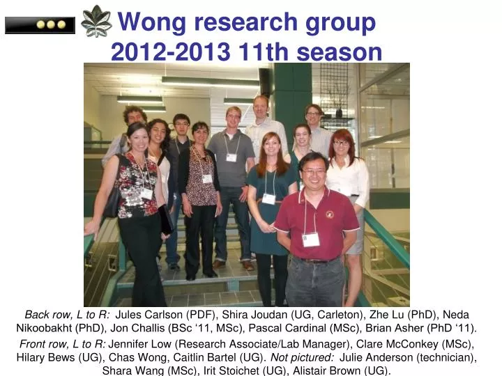 wong research group 2012 2013 11th season