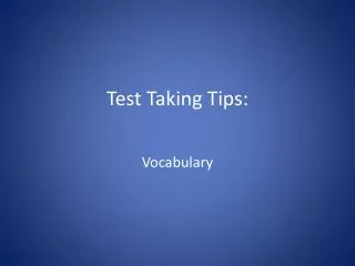 Test Taking Tips: