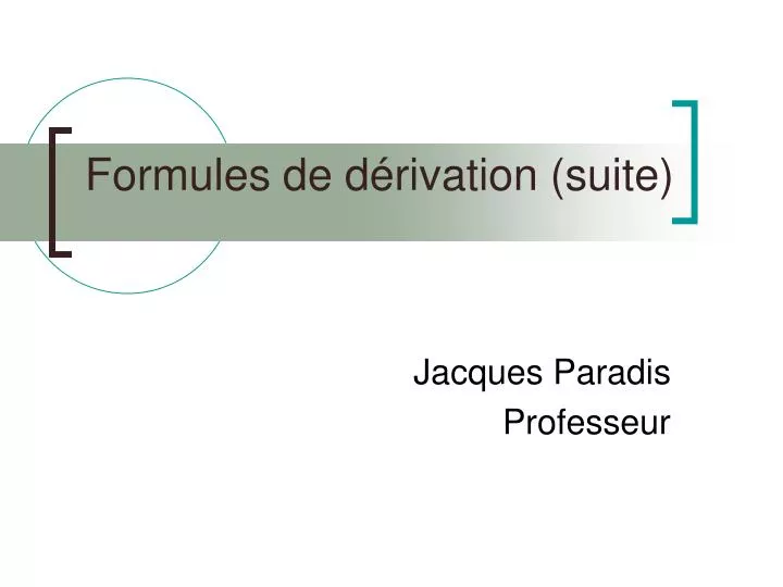 formules de d rivation suite