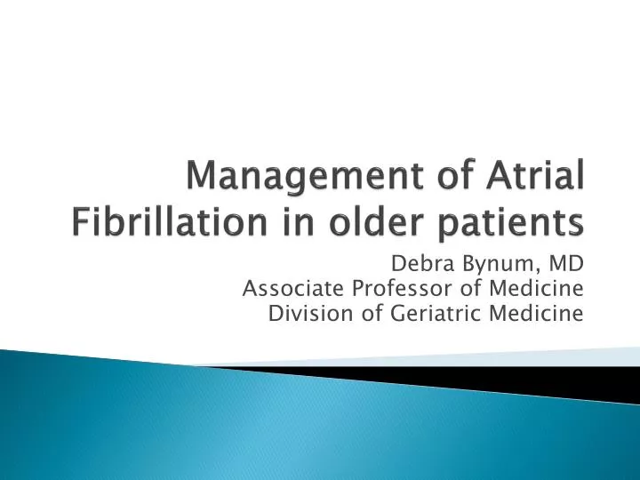 management of a trial fibrillation in older patients