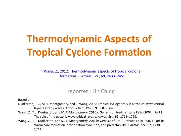 thermodynamic aspects of tropical cyclone formation