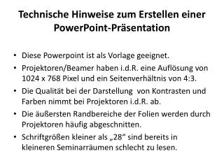 t echnische hinweise zum erstellen einer powerpoint pr sentation