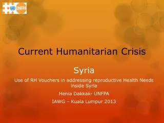 Current Humanitarian Crisis