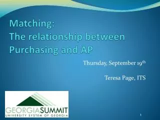 Matching: The relationship between Purchasing and AP