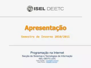 apresenta o semestre de inverno 2010 2011