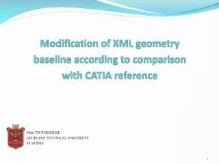 Modification of XML geometry baseline according to comparison with CATIA reference