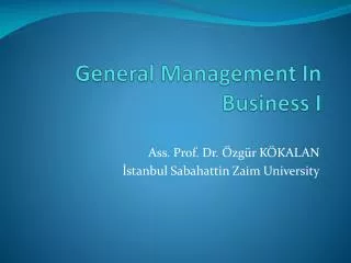 General Management In Business I