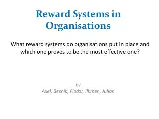 Reward Systems in Organisations