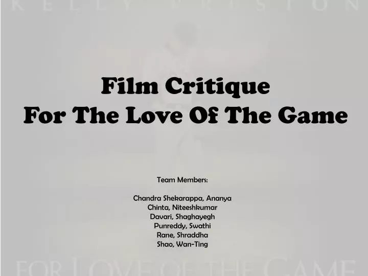 film critique for the love of the game