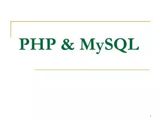 PHP &amp; MySQL
