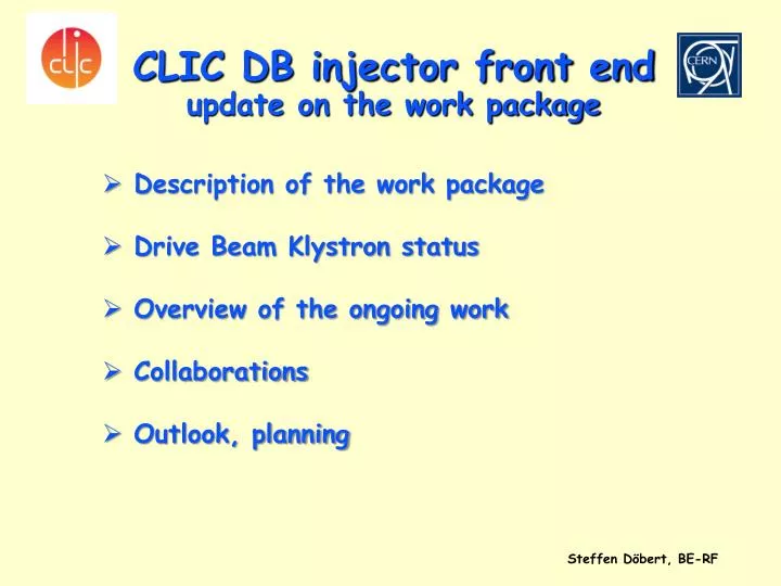 clic db injector front end update on the work package