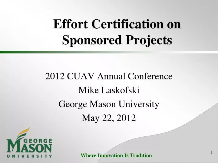 effort certification on sponsored projects