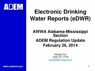 Electronic Drinking Water Reports (eDWR)