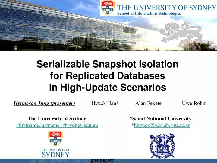 serializable snapshot isolation for replicated databases in high update scenarios