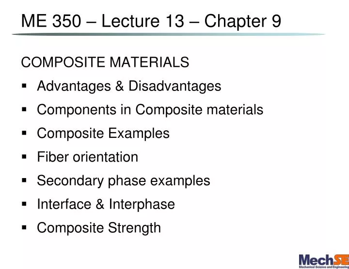 me 350 lecture 13 chapter 9