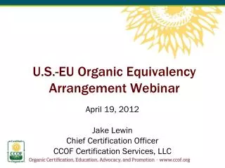 U.S.-EU Organic Equivalency Arrangement Webinar