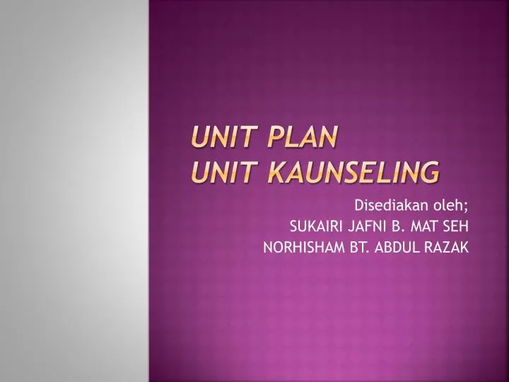 unit plan unit kaunseling