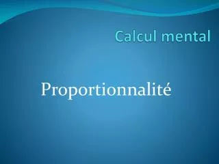 calcul mental