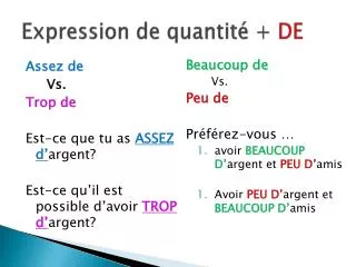 expression de quantit de