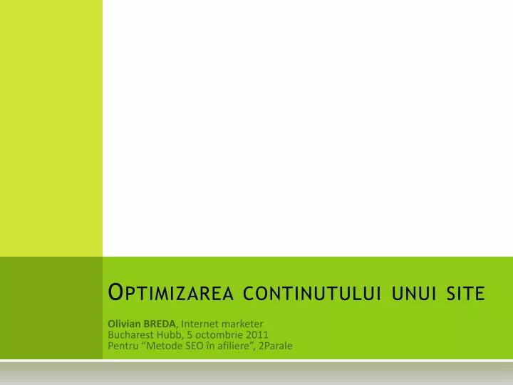 optimizarea continutului unui site