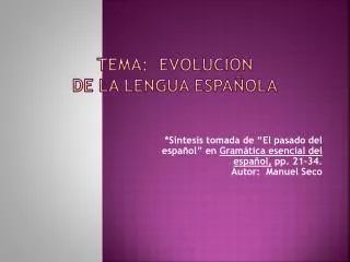 tema evoluci n de la lengua espa ola