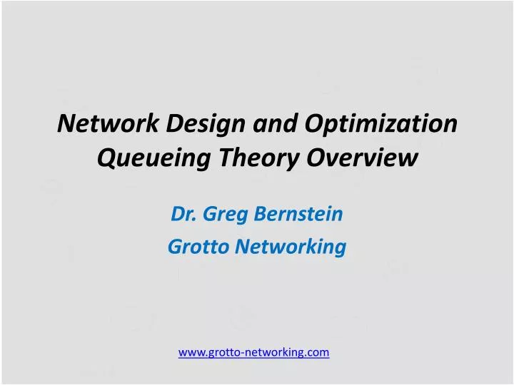network design and optimization queueing theory overview
