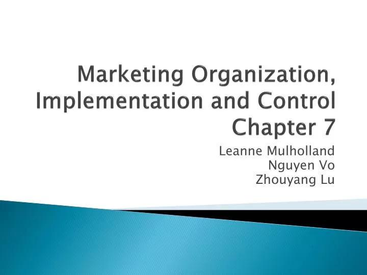 marketing organization implementation and control chapter 7