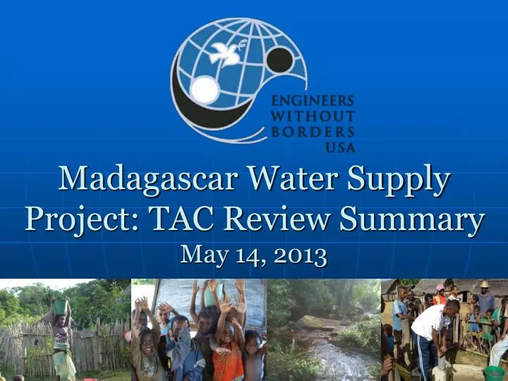 madagascar water supply project tac review summary may 14 2013