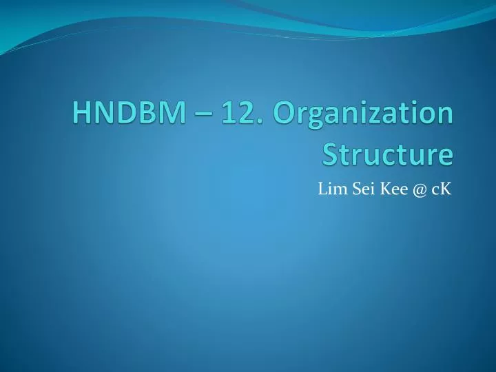 hndbm 12 organization structure