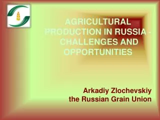 AGRICULTURAL PRODUCTION IN RUSSIA - CHALLENGES AND OPPORTUNITIES