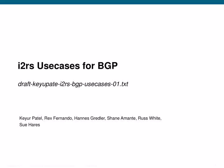 i2rs usecases for bgp