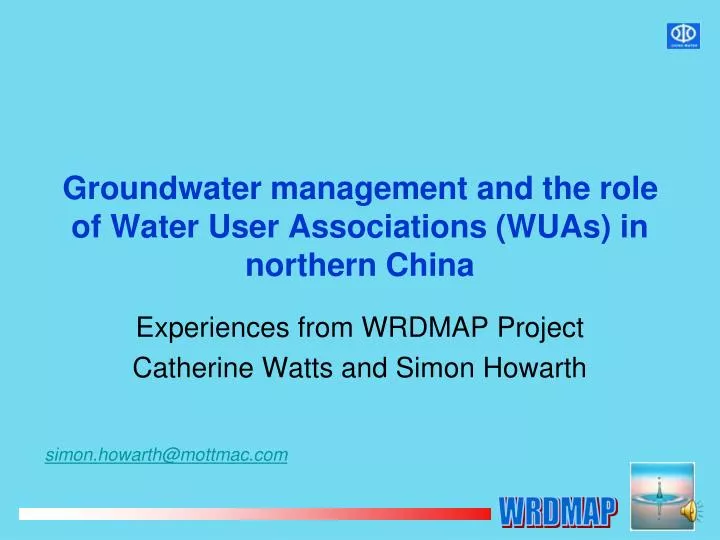 groundwater management and the role of water user associations wuas in northern china