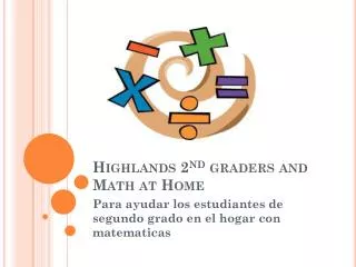 Highlands 2 nd graders and Math at Home