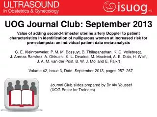 UOG Journal Club: September 2013