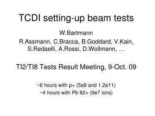 TCDI setting-up beam tests