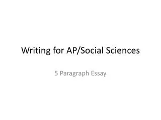 Writing for AP/Social Sciences