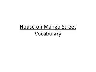 House on Mango Street Vocabulary