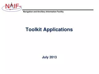 Toolkit Applications