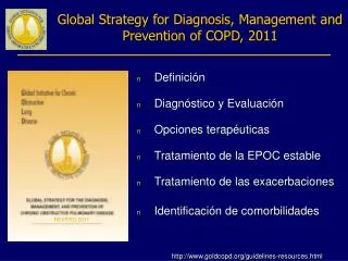 Global Strategy for Diagnosis, Management and Prevention of COPD, 2011