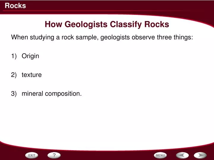 how geologists classify rocks