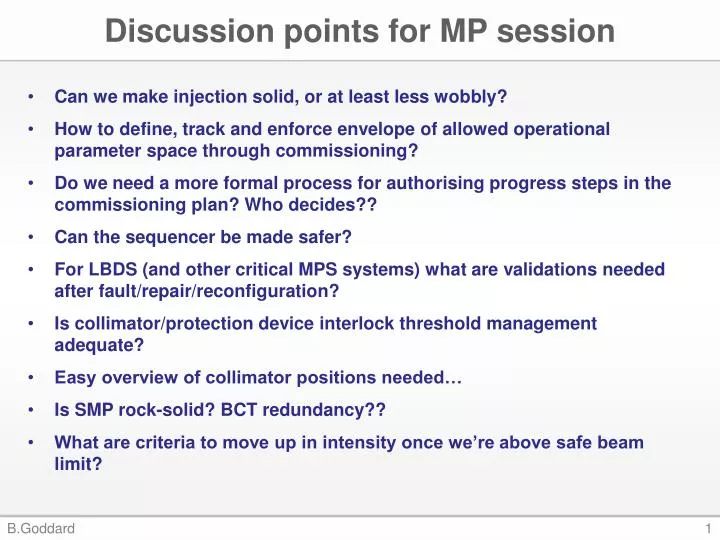 discussion points for mp session