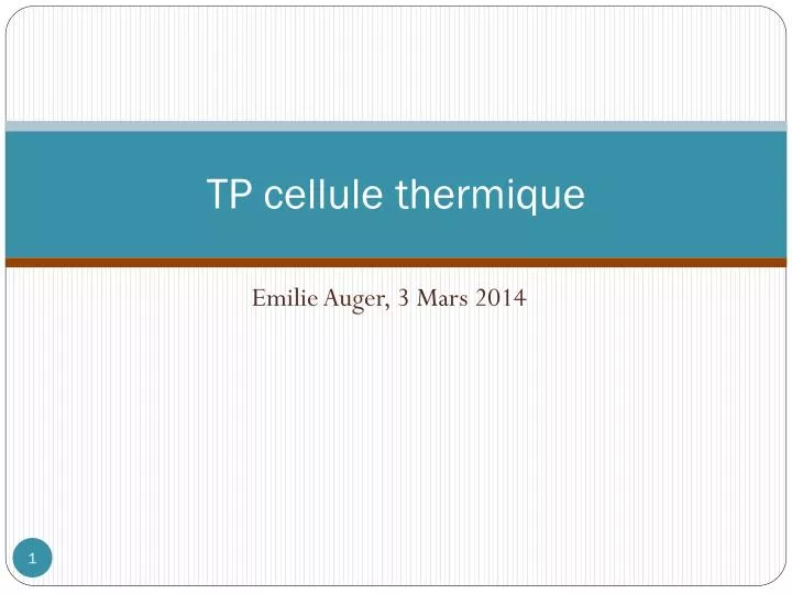 tp cellule thermique