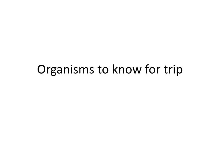 organisms to know for trip