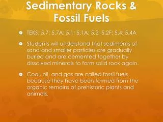 Sedimentary Rocks &amp; Fossil Fuels