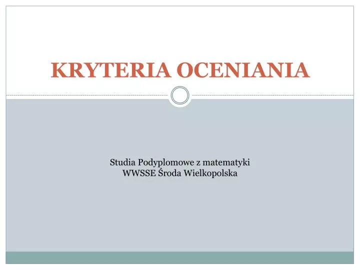 kryteria oceniania