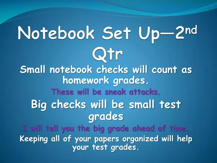 notebook set up 2 nd qtr