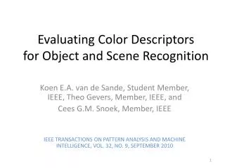 Evaluating Color Descriptors for Object and Scene Recognition