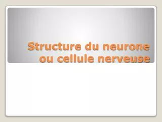 structure du neurone ou cellule nerveuse