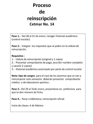 proceso de reinscripci n cetmar no 14