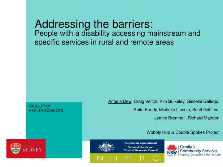 addressing the barriers